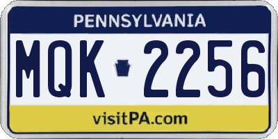 PA license plate MQK2256
