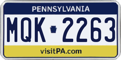 PA license plate MQK2263