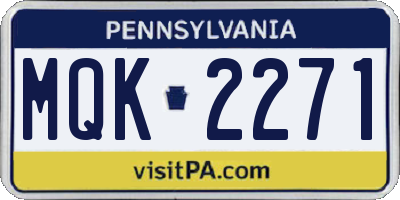 PA license plate MQK2271