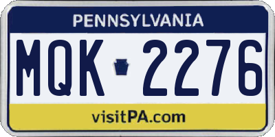 PA license plate MQK2276