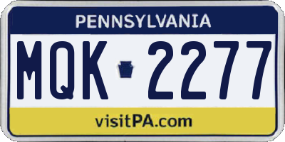 PA license plate MQK2277
