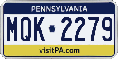 PA license plate MQK2279