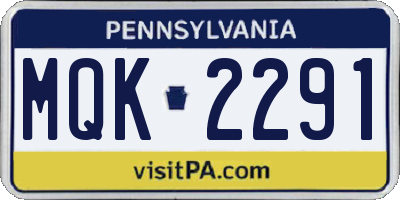 PA license plate MQK2291