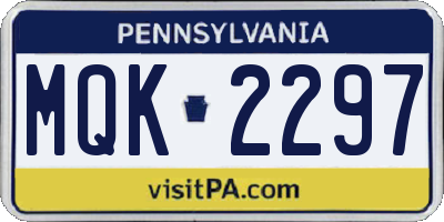 PA license plate MQK2297
