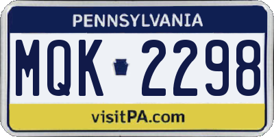 PA license plate MQK2298