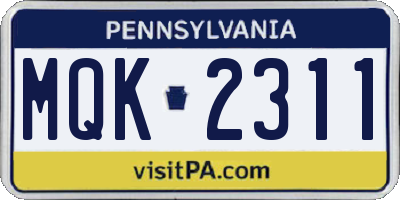 PA license plate MQK2311