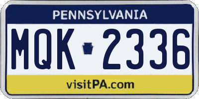 PA license plate MQK2336