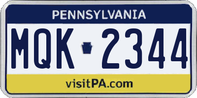 PA license plate MQK2344