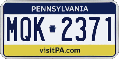 PA license plate MQK2371