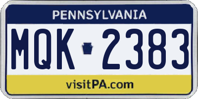 PA license plate MQK2383