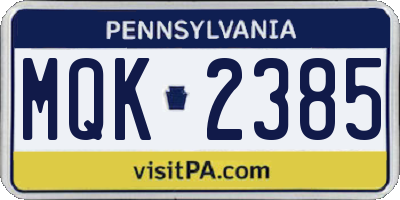 PA license plate MQK2385