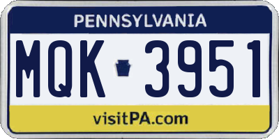PA license plate MQK3951