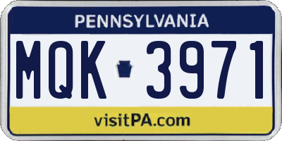 PA license plate MQK3971
