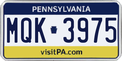PA license plate MQK3975