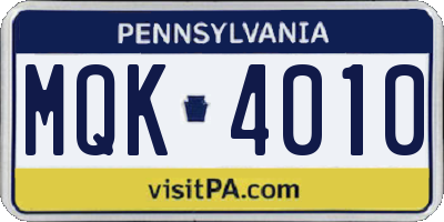 PA license plate MQK4010