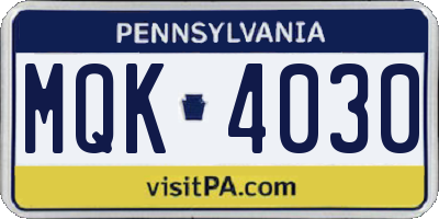 PA license plate MQK4030