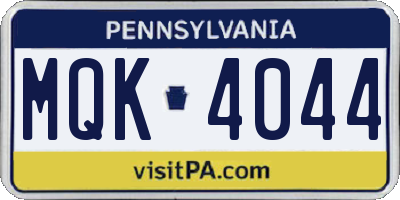 PA license plate MQK4044