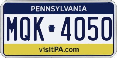 PA license plate MQK4050