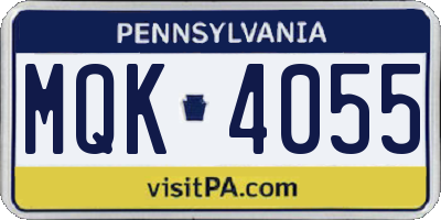 PA license plate MQK4055