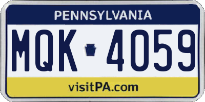 PA license plate MQK4059