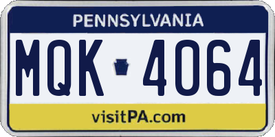 PA license plate MQK4064
