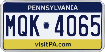 PA license plate MQK4065
