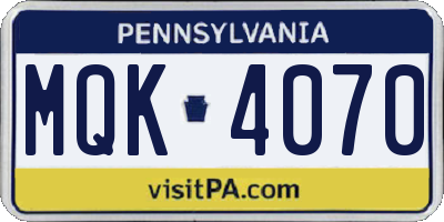 PA license plate MQK4070