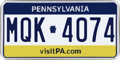PA license plate MQK4074