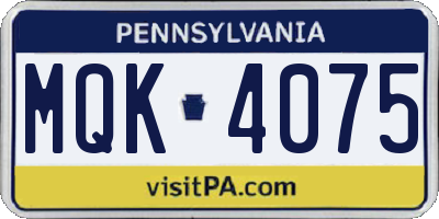 PA license plate MQK4075
