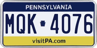 PA license plate MQK4076