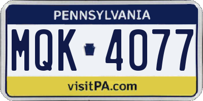 PA license plate MQK4077