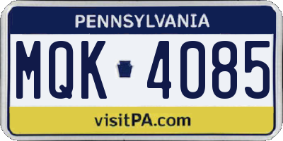 PA license plate MQK4085