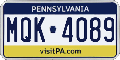 PA license plate MQK4089