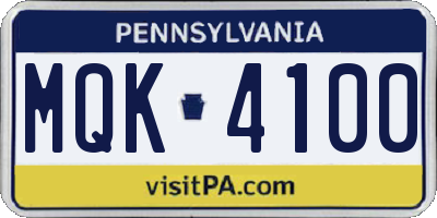 PA license plate MQK4100