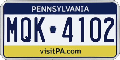 PA license plate MQK4102