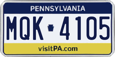 PA license plate MQK4105