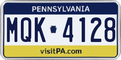 PA license plate MQK4128