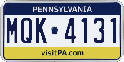 PA license plate MQK4131