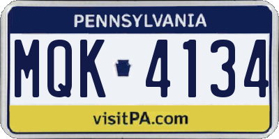 PA license plate MQK4134