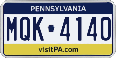 PA license plate MQK4140