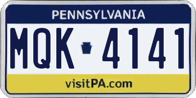 PA license plate MQK4141