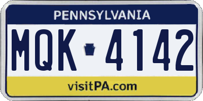 PA license plate MQK4142