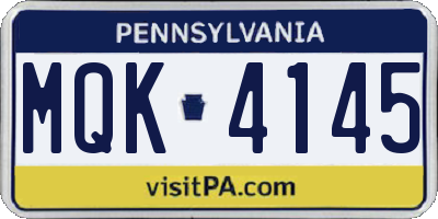PA license plate MQK4145