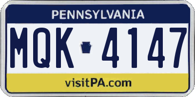 PA license plate MQK4147