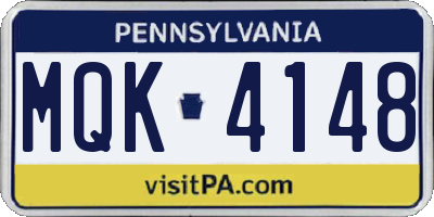 PA license plate MQK4148