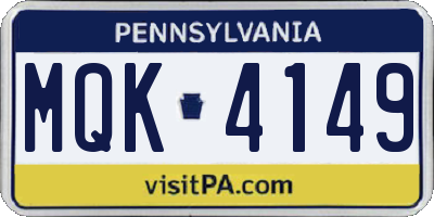 PA license plate MQK4149