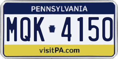 PA license plate MQK4150