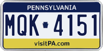 PA license plate MQK4151