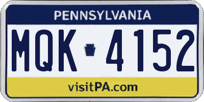 PA license plate MQK4152