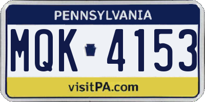 PA license plate MQK4153